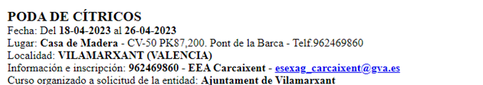  PODA DE CÍTRICOS (del 18 al 26 de abril 2023)